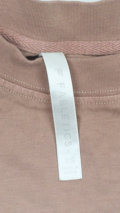 Fabletics Womens Brown XS Long Sleeve Crew Neck Cotton T-Shirt