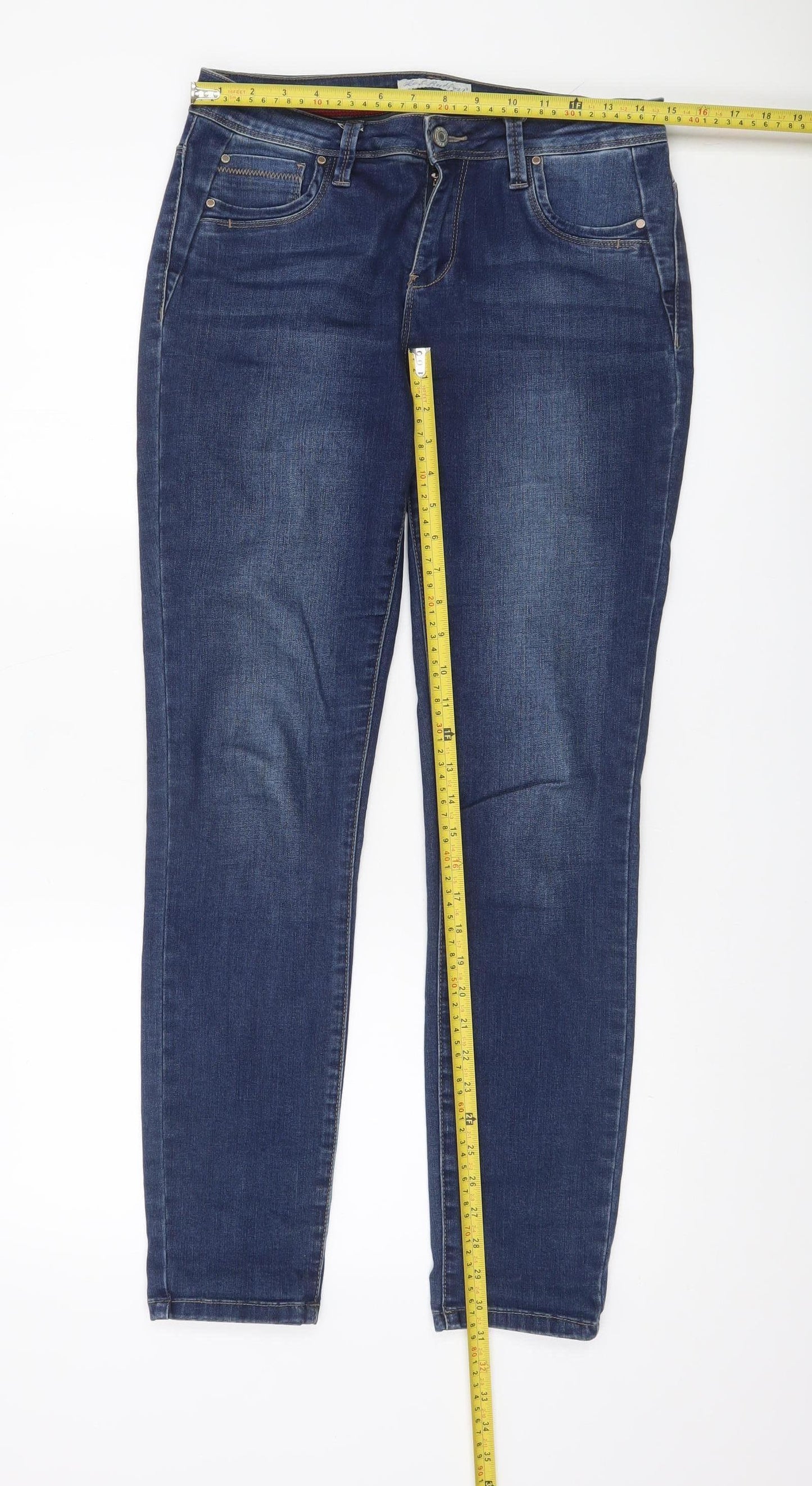 Red Button Men's Blue Straight Leg Jeans 38W 30L Stretch Denim
