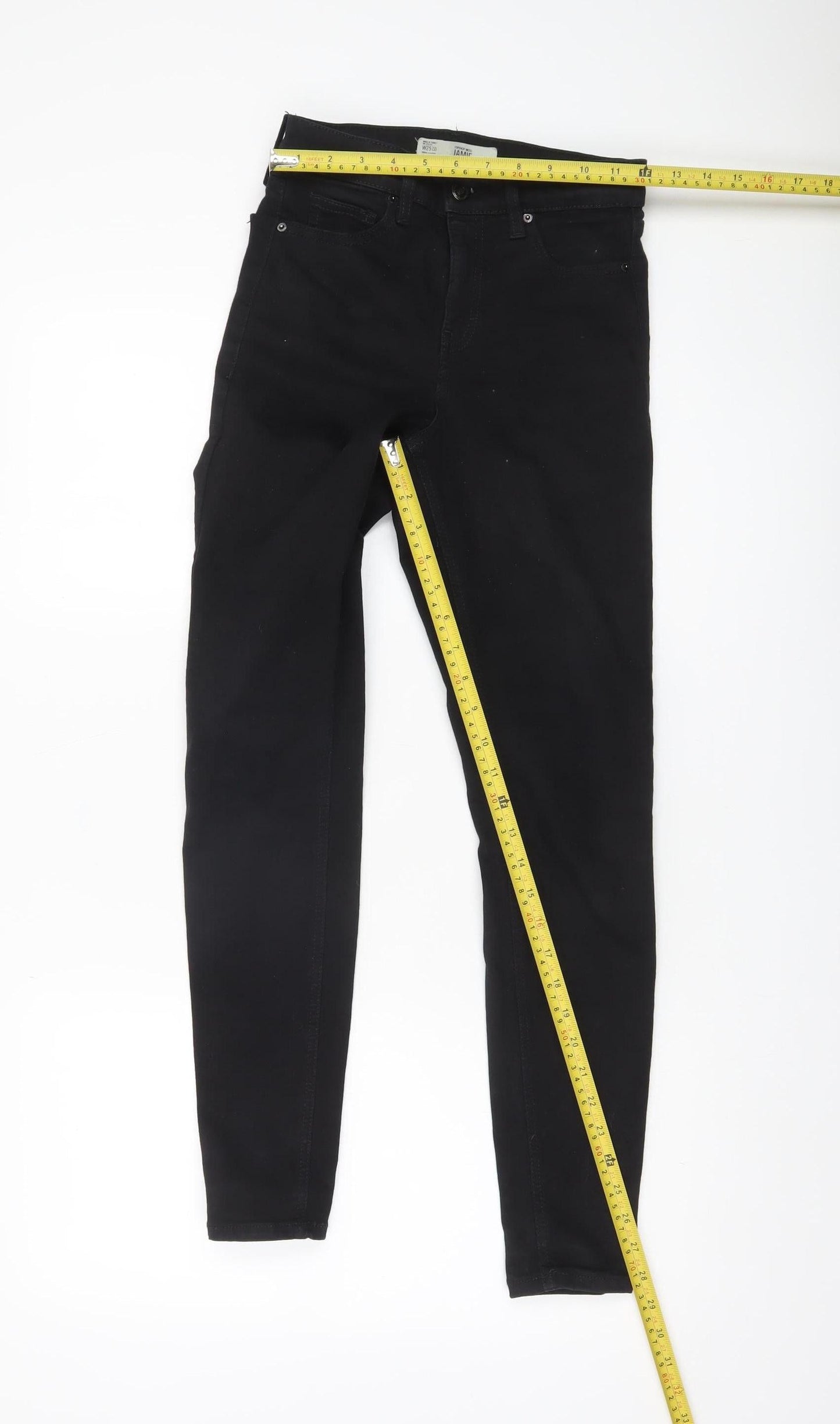 Topshop Women Black Jamie Skinny Jeans Size 8 W25 L32 High Rise