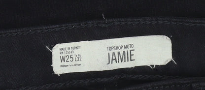 Topshop Women Black Jamie Skinny Jeans Size 8 W25 L32 High Rise