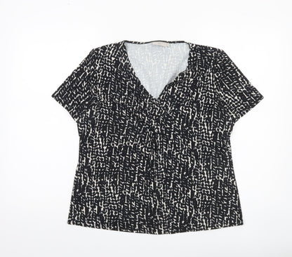CC Women Black Animal Print V-Neck Tunic Blouse Size L