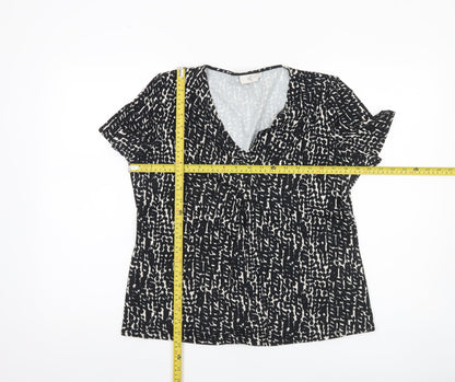 CC Women Black Animal Print V-Neck Tunic Blouse Size L