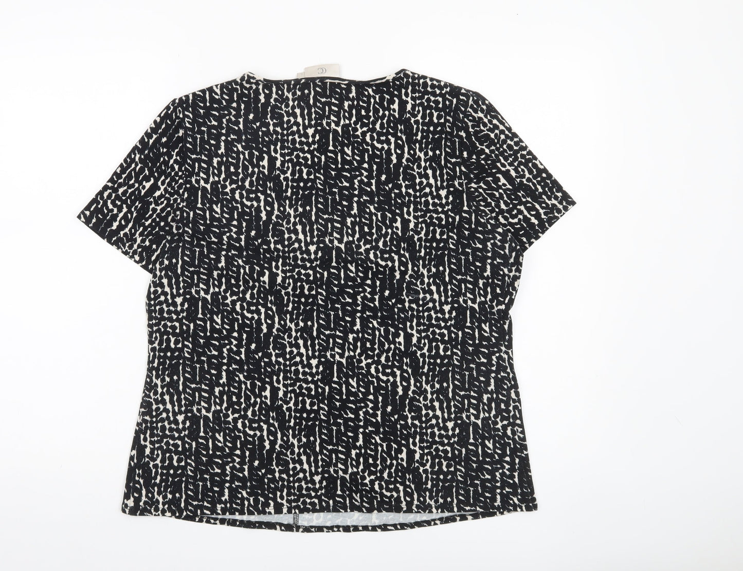 CC Women Black Animal Print V-Neck Tunic Blouse Size L