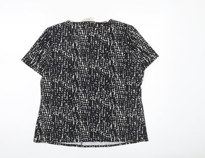 CC Women Black Animal Print V-Neck Tunic Blouse Size L
