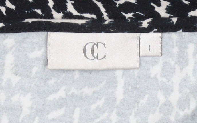 CC Women Black Animal Print V-Neck Tunic Blouse Size L