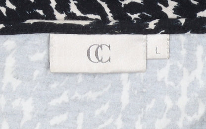 CC Women Black Animal Print V-Neck Tunic Blouse Size L