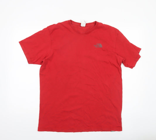 The North Face Mens Red Cotton Crew Neck Short Sleeve T-Shirt Size L