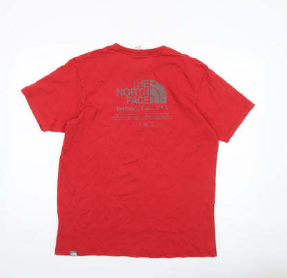 The North Face Mens Red Cotton Crew Neck Short Sleeve T-Shirt Size L