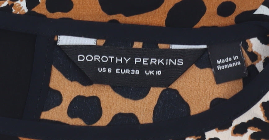 Dorothy Perkins Womens Multicoloured Animal Print Wrap Blouse UK 10