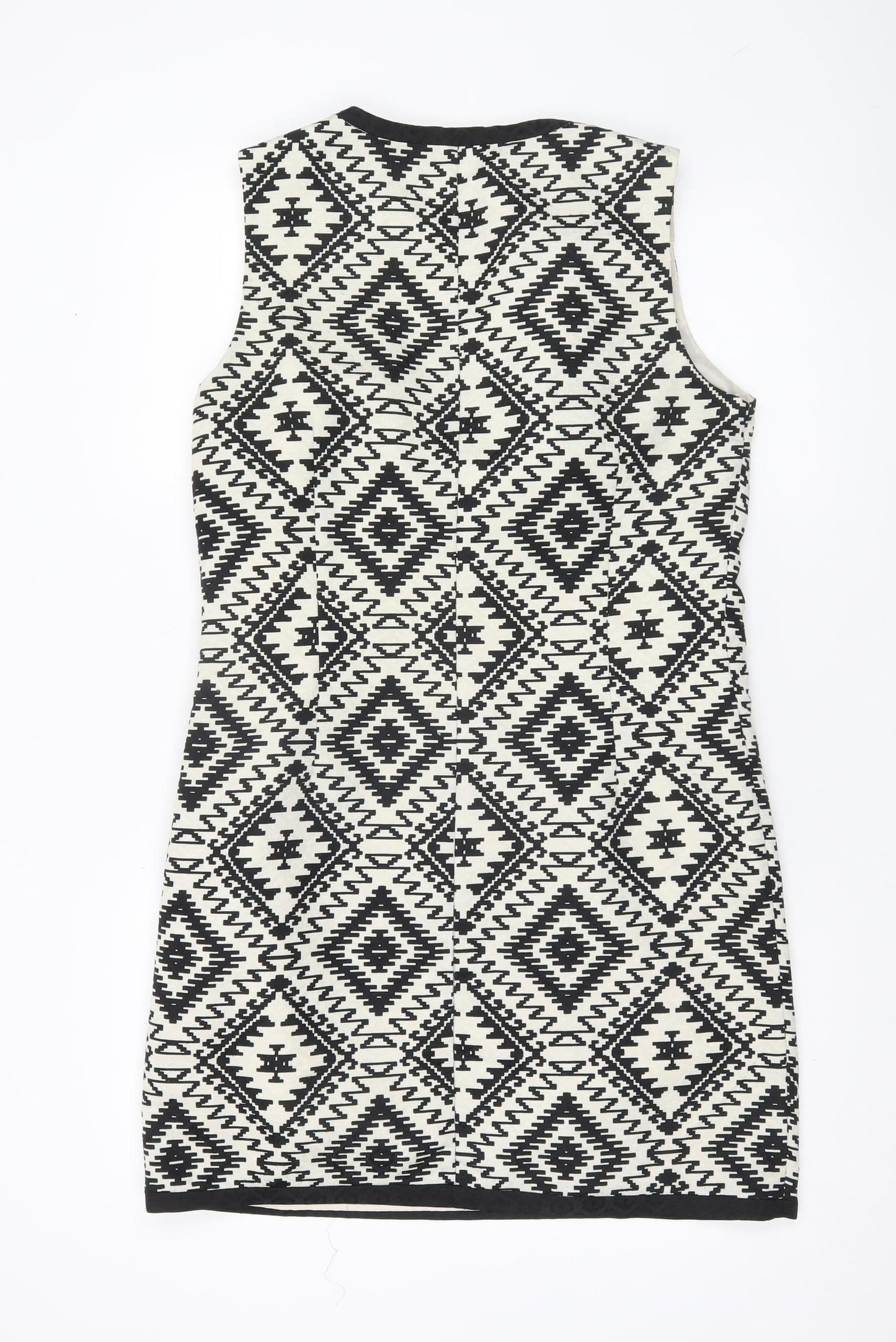 Dunnes Women’s Black Aztec Sheath Dress Size 12 Knee Length Sleeveless