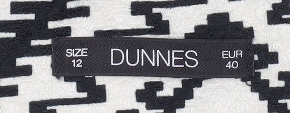 Dunnes Women’s Black Aztec Sheath Dress Size 12 Knee Length Sleeveless