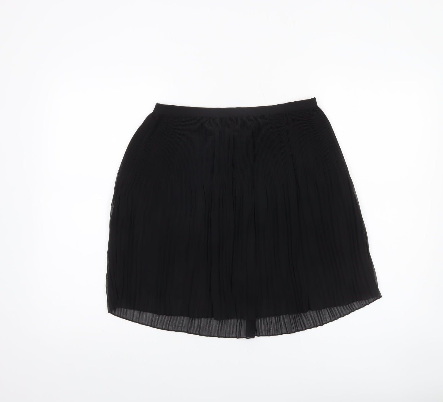 Zara Women Black Pleated Knee Length Skirt Size S Polyester