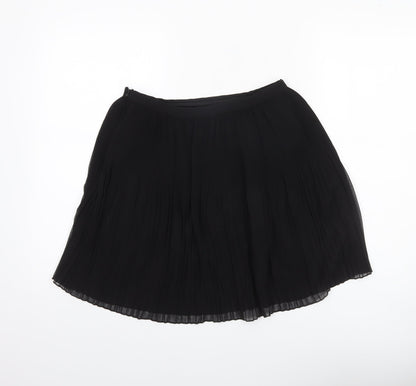 Zara Women Black Pleated Knee Length Skirt Size S Polyester