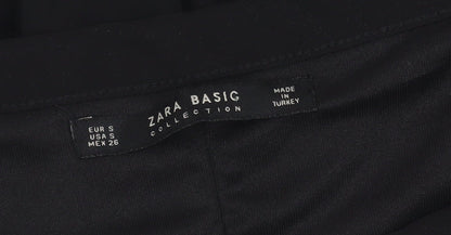 Zara Women Black Pleated Knee Length Skirt Size S Polyester