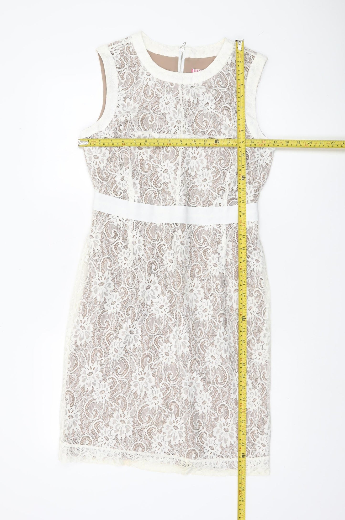 Fran & Jane Women’s Ivory Lace Sheath Dress Size 10 Wedding Party