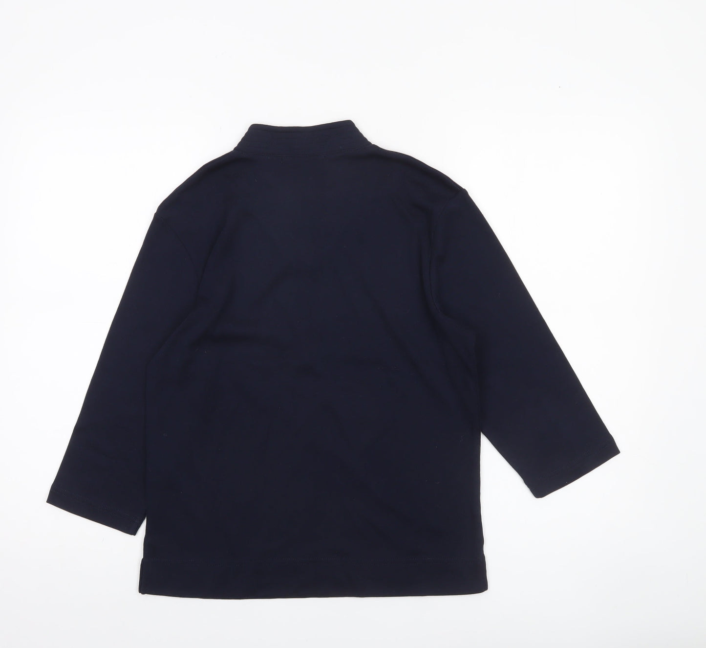 Poppy Womens Blue V-Neck 3/4 Sleeve Jersey Blouse Size 16