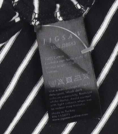 Jigsaw Women Black White Striped Cotton Pencil Dress XS