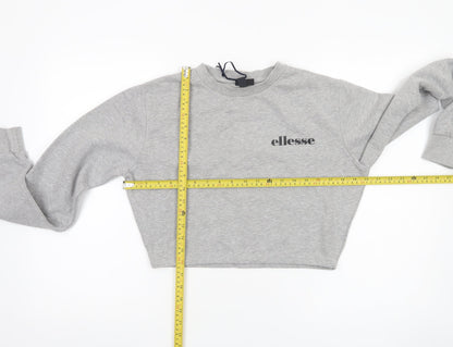 Ellesse Women’s Grey Cropped Sweatshirt UK 8 Logo Pullover