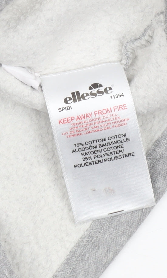 Ellesse Women’s Grey Cropped Sweatshirt UK 8 Logo Pullover