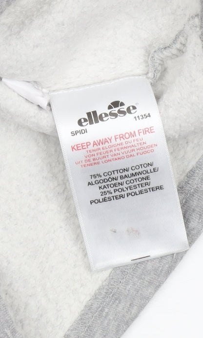 Ellesse Women’s Grey Cropped Sweatshirt UK 8 Logo Pullover