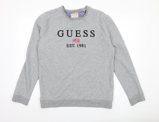 Mens UK Size L GUESS Grey Pullover Sweatshirt