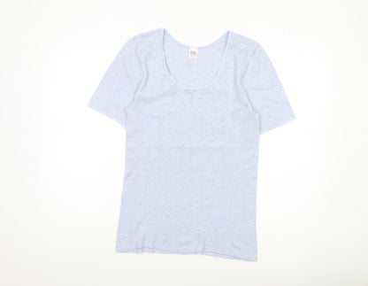 Damart Women’s Blue Scoop Neck Short Sleeve Knit T-Shirt L