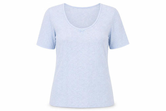 Damart Women’s Blue Scoop Neck Short Sleeve Knit T-Shirt L
