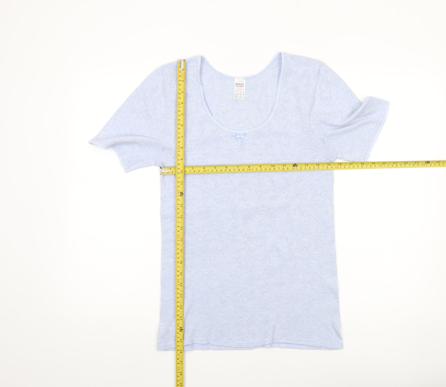 Damart Women’s Blue Scoop Neck Short Sleeve Knit T-Shirt L