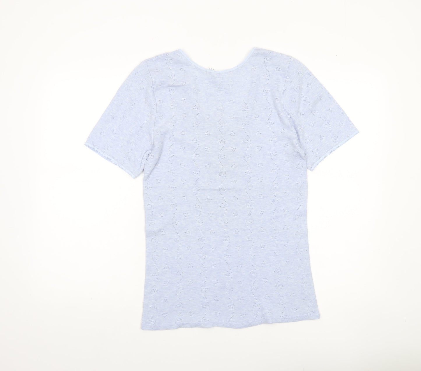 Damart Women’s Blue Scoop Neck Short Sleeve Knit T-Shirt L