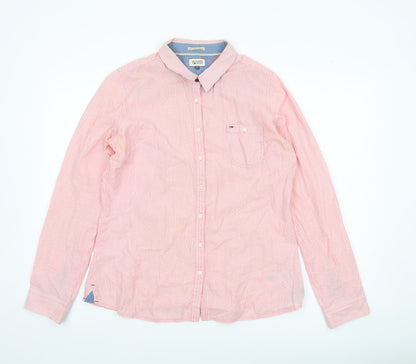 Hilfiger Denim Men's XL Pink Striped Button-Up Shirt Long Sleeve