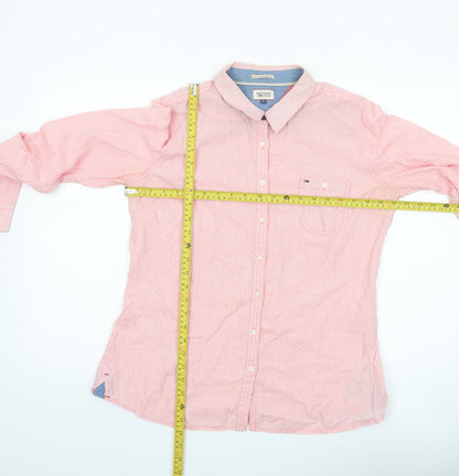 Hilfiger Denim Men's XL Pink Striped Button-Up Shirt Long Sleeve