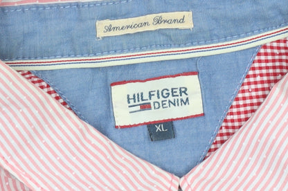 Hilfiger Denim Men's XL Pink Striped Button-Up Shirt Long Sleeve