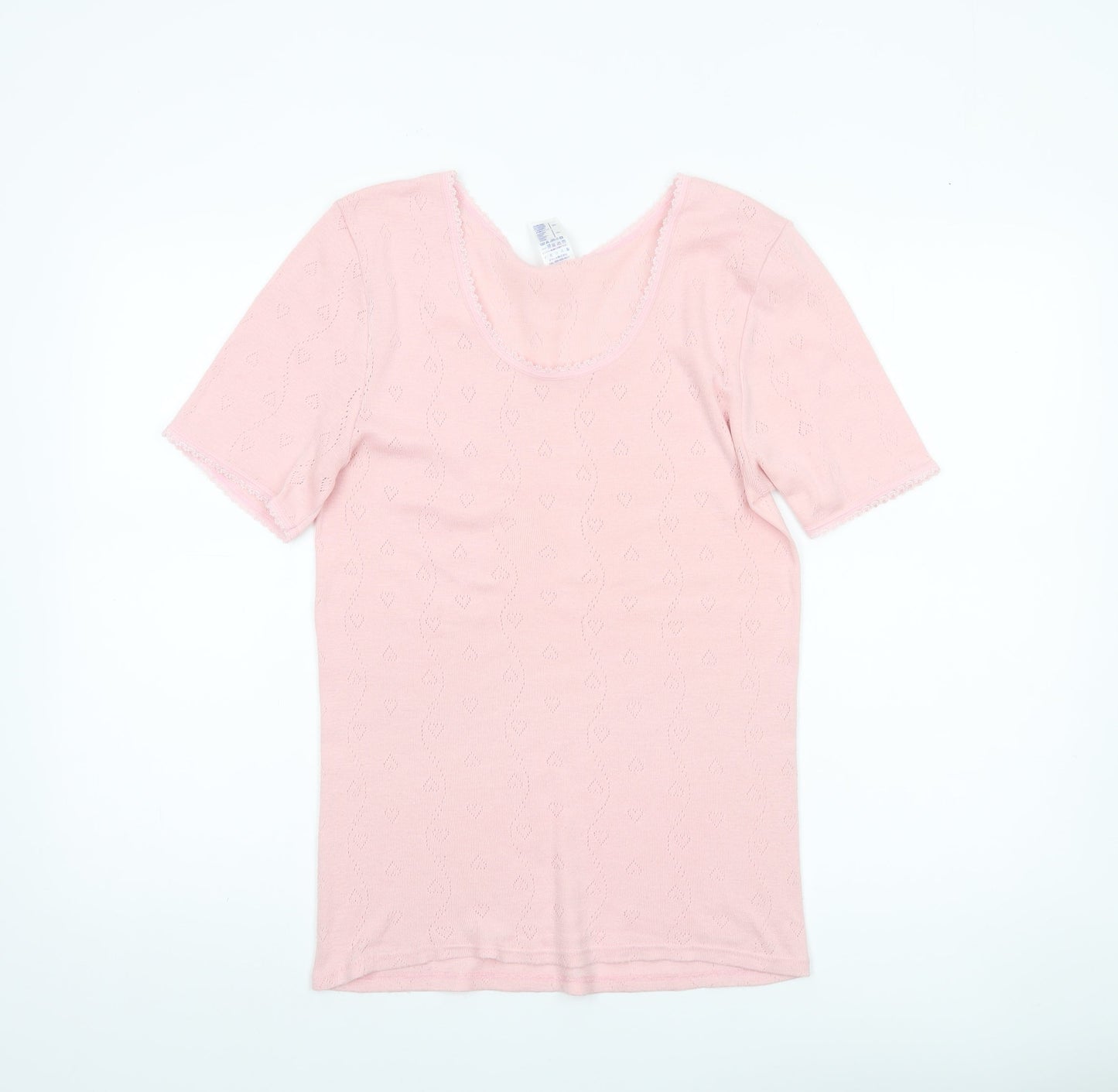 Damart Women’s Pink L Scoop Neck Knit Short Sleeve T-Shirt