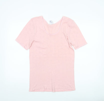 Damart Women’s Pink L Scoop Neck Knit Short Sleeve T-Shirt