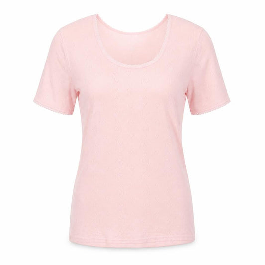 Damart Women’s Pink L Scoop Neck Knit Short Sleeve T-Shirt
