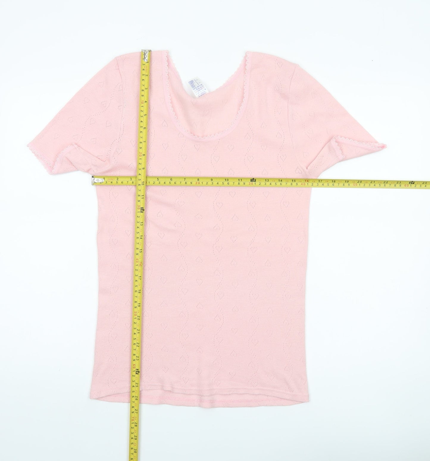 Damart Women’s Pink L Scoop Neck Knit Short Sleeve T-Shirt