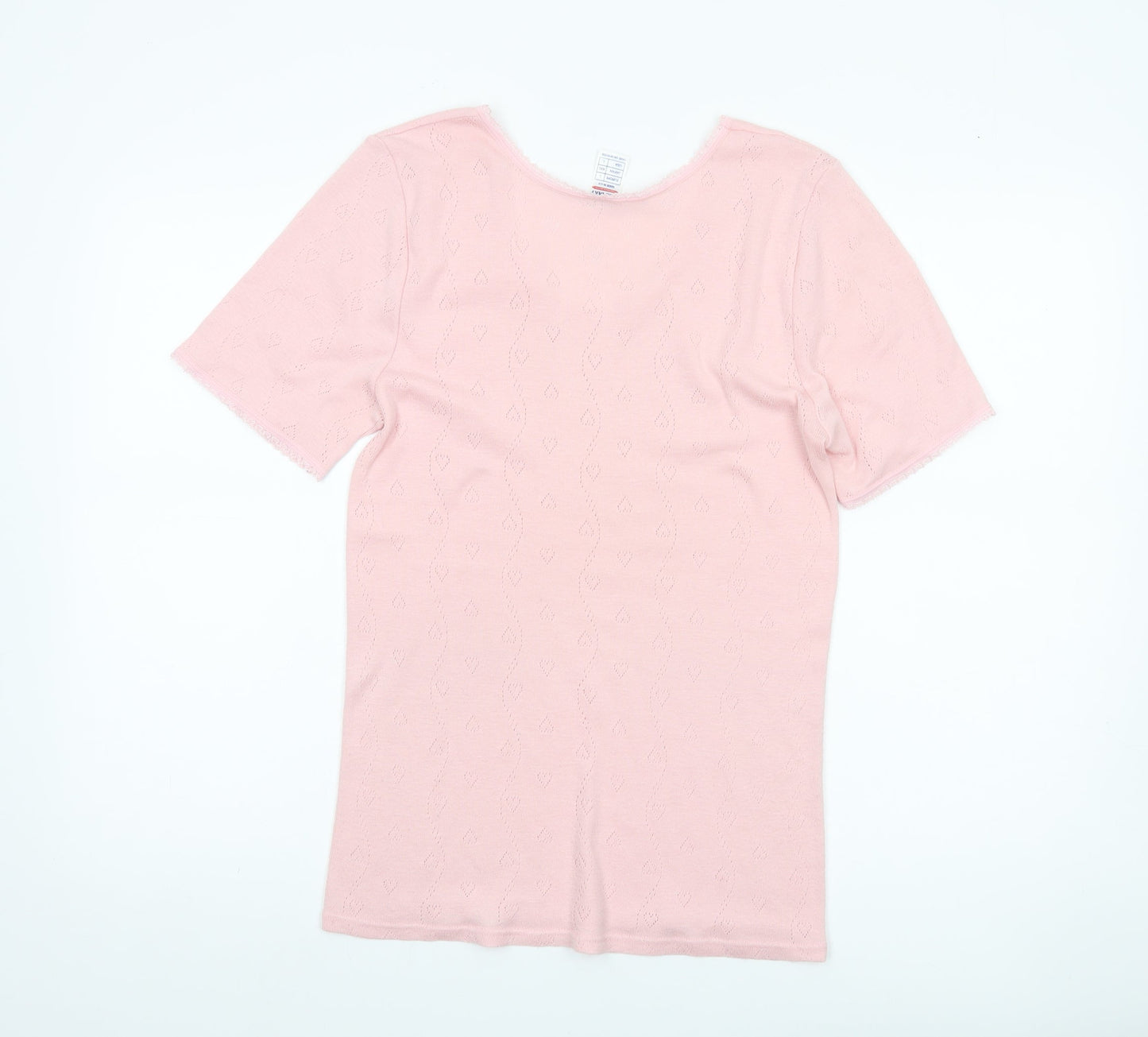 Damart Women’s Pink L Scoop Neck Knit Short Sleeve T-Shirt
