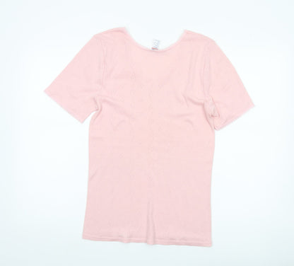 Damart Women’s Pink L Scoop Neck Knit Short Sleeve T-Shirt