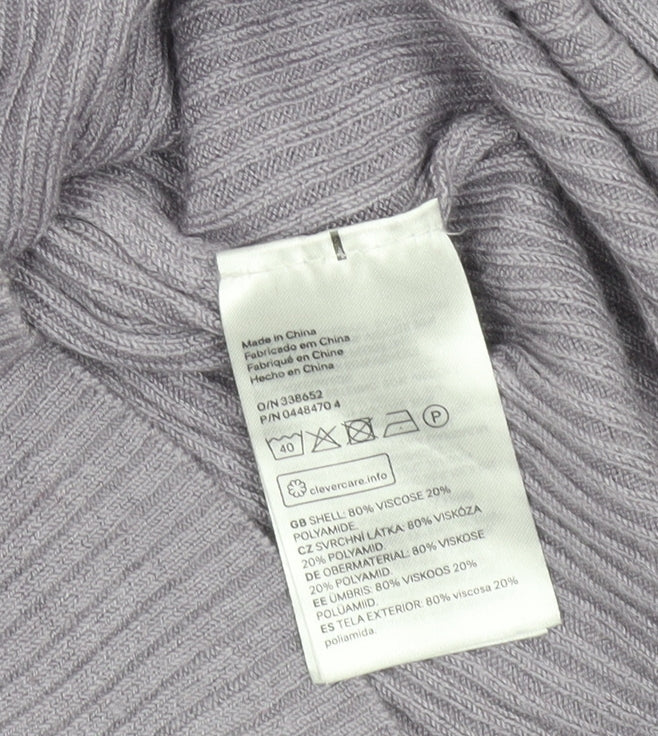 Women's Purple XS Ribbed Cut-Out Sleeve Slim Pullover Jumper