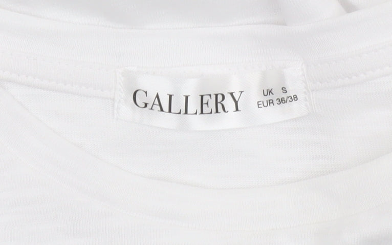 Gallery Women White Cotton Lace Short Sleeve T-Shirt Size S