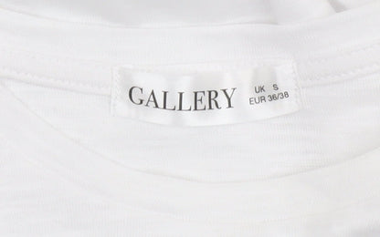 Gallery Women White Cotton Lace Short Sleeve T-Shirt Size S