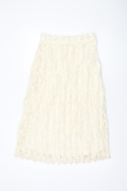 Vila Womens Ivory A-Line Lace Skirt Size 6 Knee Length