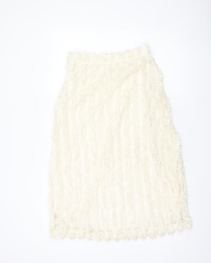 Vila Womens Ivory A-Line Lace Skirt Size 6 Knee Length