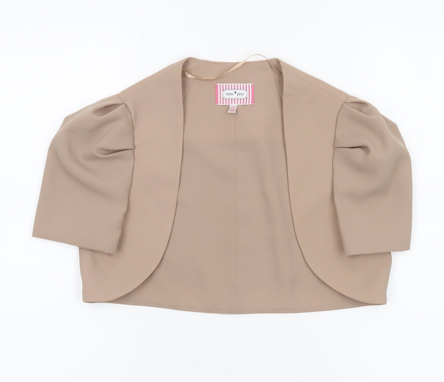 Fran Jane Women’s Beige Cropped Blazer Jacket Size 10