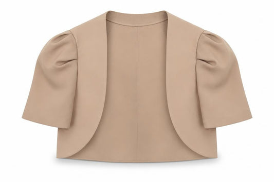 Fran Jane Women’s Beige Cropped Blazer Jacket Size 10