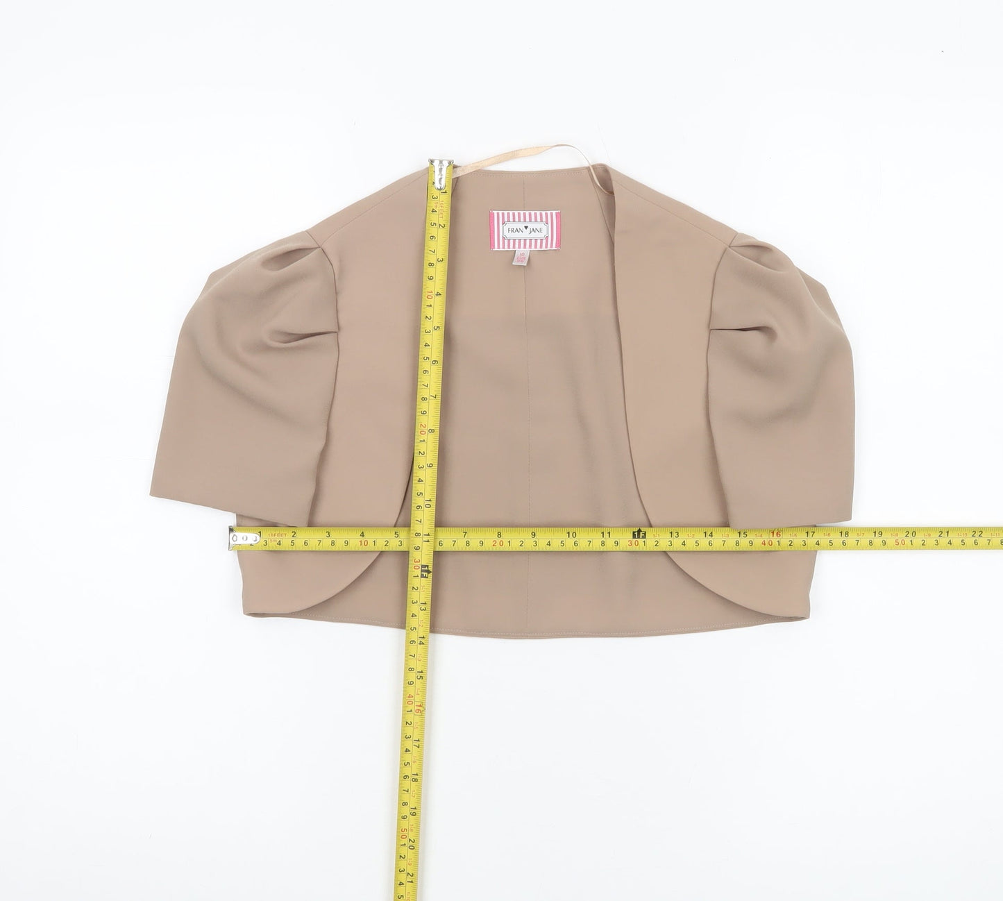 Fran Jane Women’s Beige Cropped Blazer Jacket Size 10