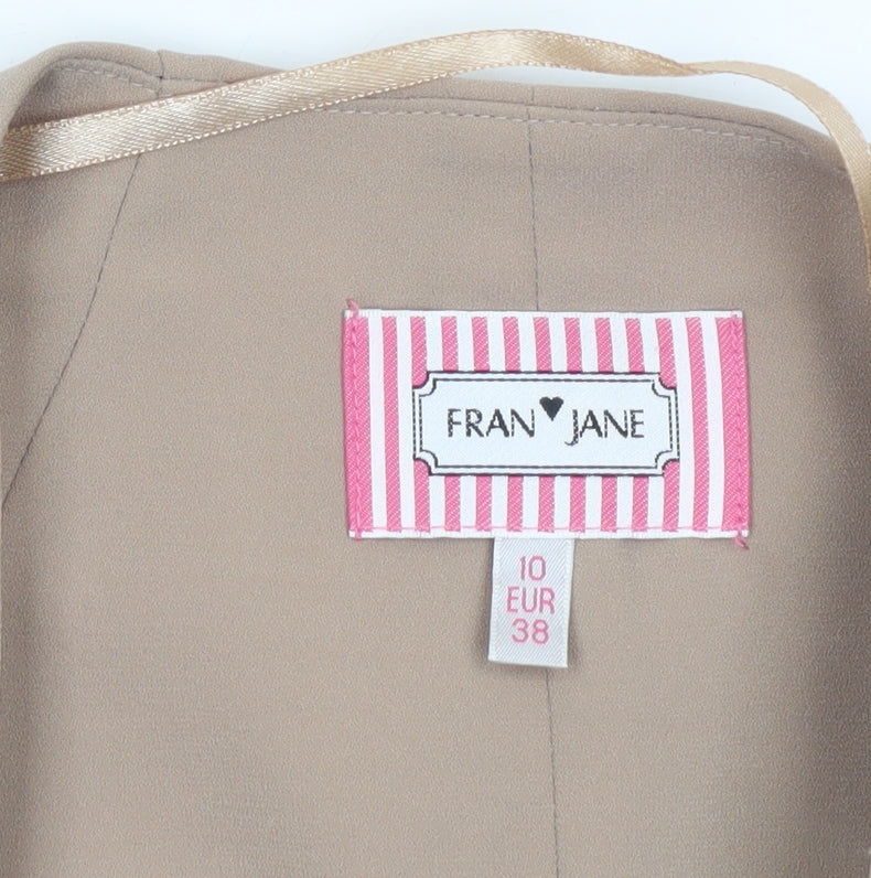Fran Jane Women’s Beige Cropped Blazer Jacket Size 10