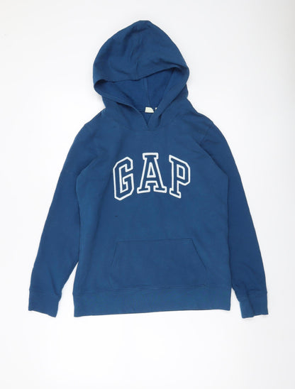 GAP Women’s Blue Pullover Hoodie XS Cotton Blend Logo Sweatshirt