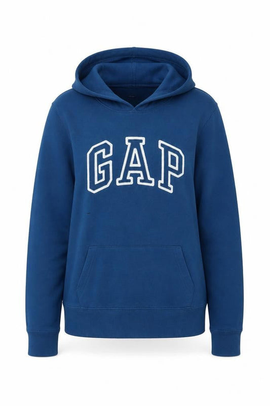 Gap Women’s Blue Pullover Hoodie XS Cotton Blend Logo Sweatshirt