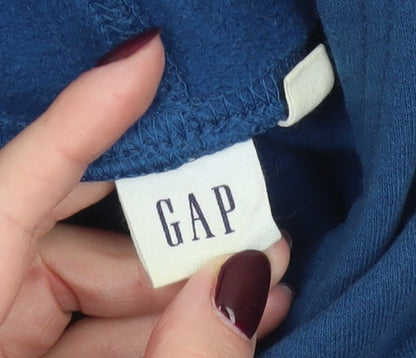 GAP Women’s Blue Pullover Hoodie XS Cotton Blend Logo Sweatshirt